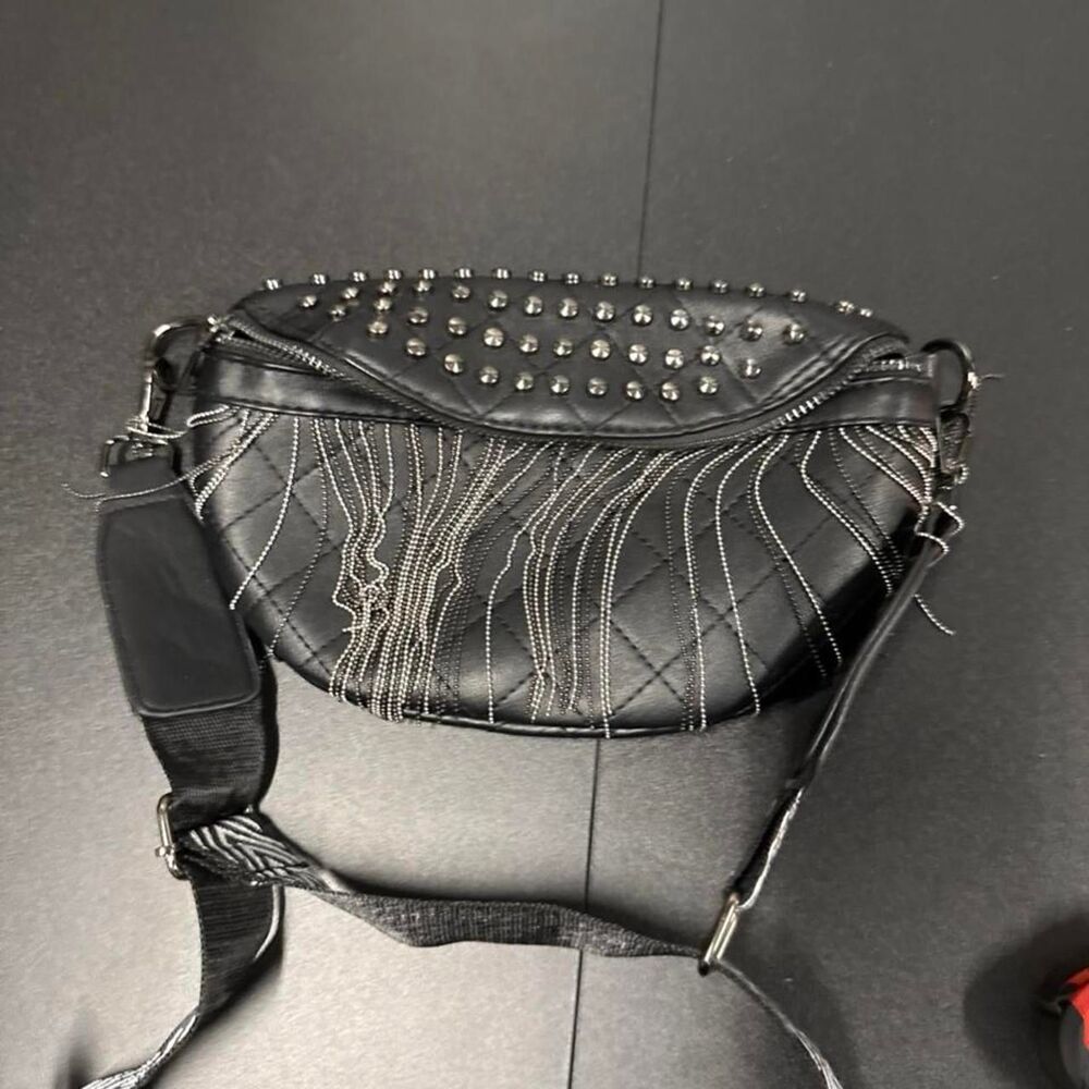 Y2K Grunge Punk Rocker Metal Studded Sling Bag / Waist Pouch